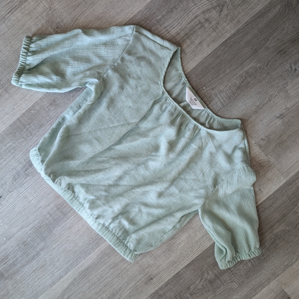 H&M Green Relaxed Fit Blouse Top US 14/ CA 11-12A